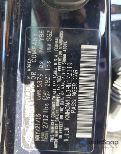 2017 Genesis G80 Base from USA, damaged, VIN KMHGN4JE3HU172119